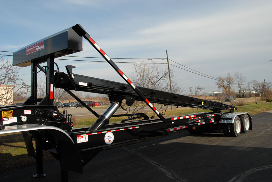Roll off trailer drop deck, with tarp system