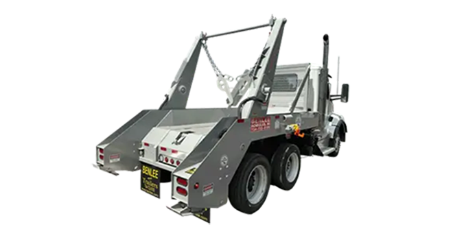 BENLEE Lugger Truck cutout side view hoist Heavy-duty tow truck with hydraulic wheel-lift and chains for vehicle recovery.